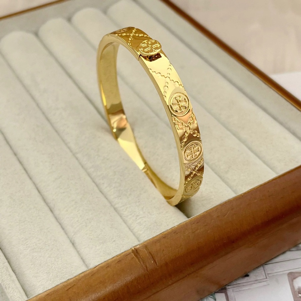 Tory Burch Gold Logo-Embellished Bangle Bracelet